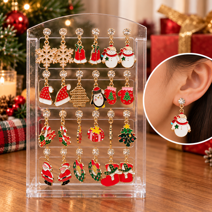 12 Aretes Colgantes con Pedreria Navidad $6.9 c/u