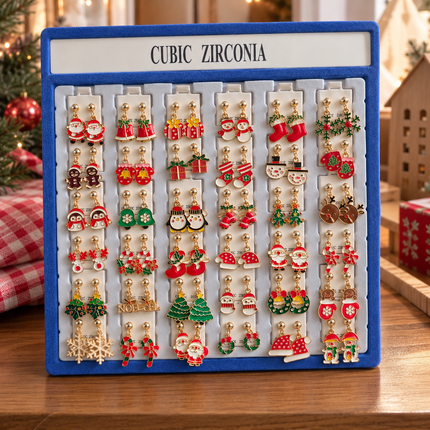 36 Aretes Navidad con Pedreria "Zirconia" $7.5 c/u