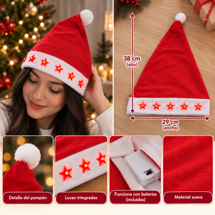 12 Gorros Navideños con Luces y Figuras $15 c/u