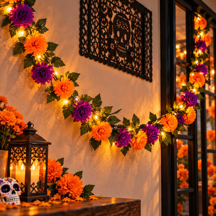 Guia de Flor de Muertos con Luces Dos colores
