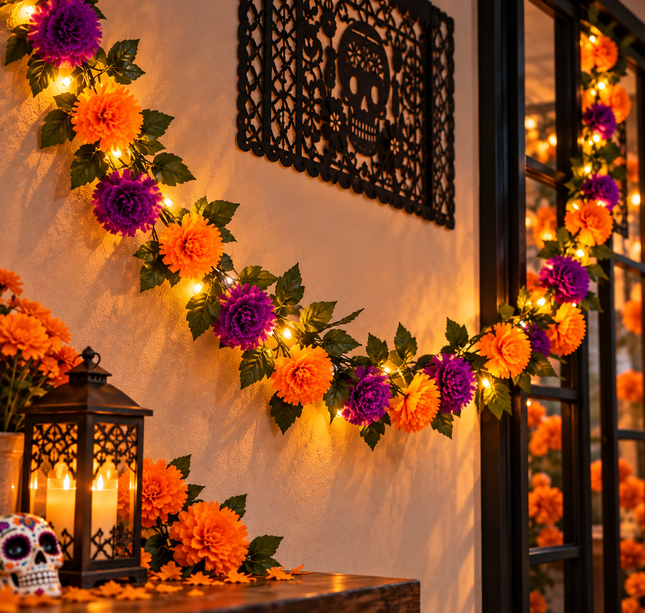 Guia de Flor de Muertos con Luces Dos colores