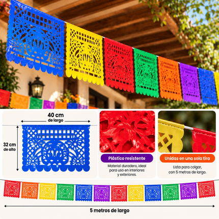 Enramada Halloween Plástica para Decoración 5 m Hoja 1/2