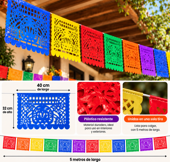 Enramada Halloween Plástica para Decoración 5 m Hoja 1/2