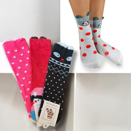 12 Calcetas Largas Decoradas con Orejitas $8.9 c/u