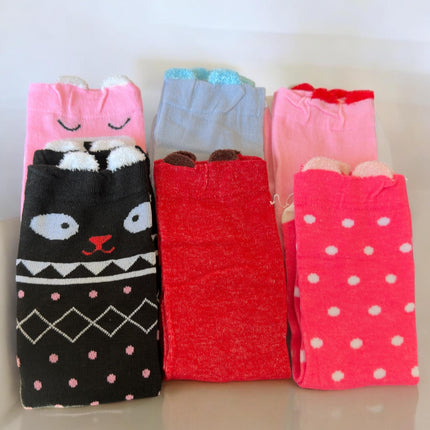 12 Calcetas Largas Decoradas con Orejitas $8.9 c/u