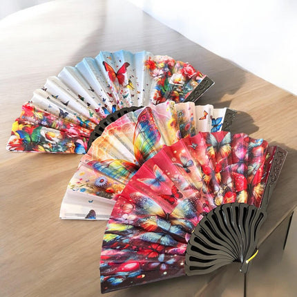 12 Abanicos Negros Decorados $12.5 c/u