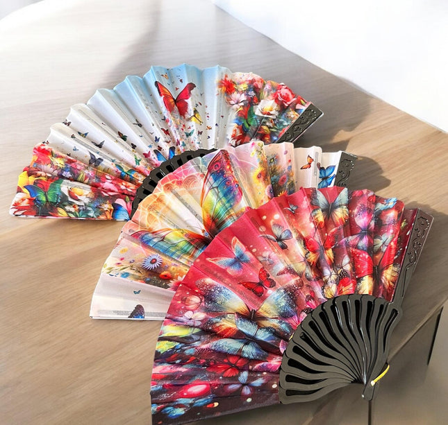 12 Abanicos Negros Decorados $12.5 c/u