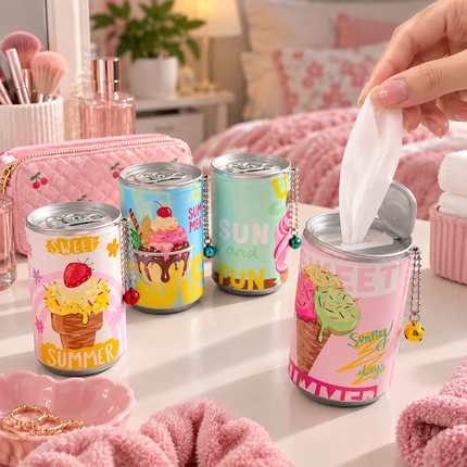 Exclusivo Tienda en linea 💥💎6 Latas de Toallitas Humedas "Helados" con Llavero $15 c/u