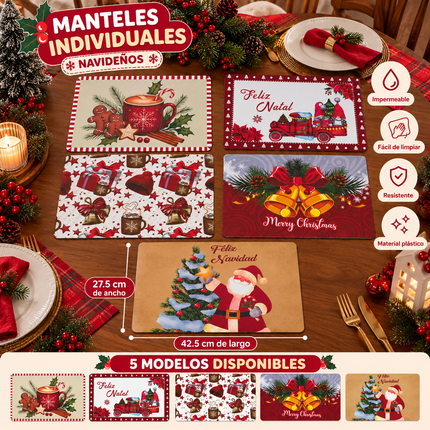 12 Manteles Navideños Plastificados $6 c/u