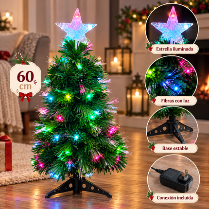 Arbol de Navidad con luces Fibra y estrela incluidad 60cm