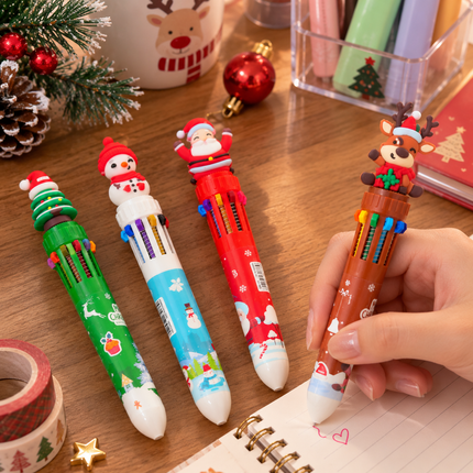 36 Lapiceros Multitintas Navidad con Figura 3D $10 c/u