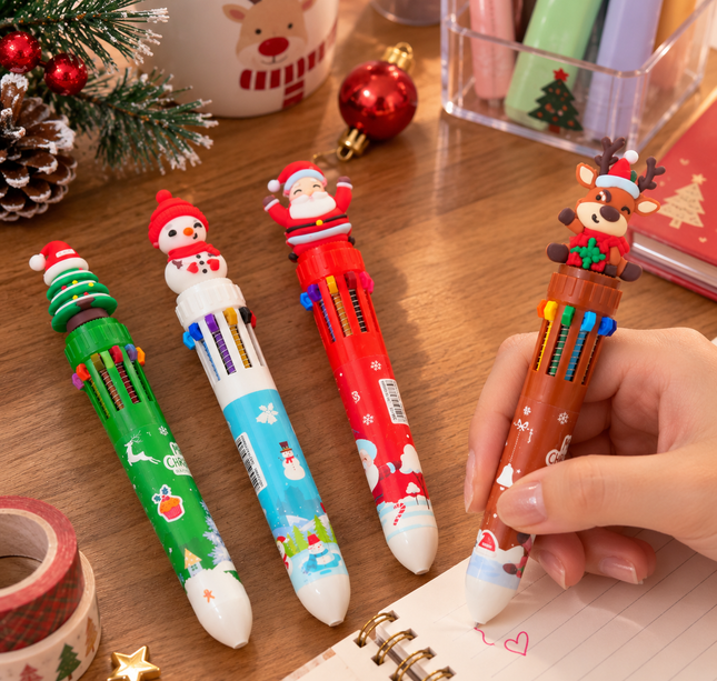 36 Lapiceros Multitintas Navidad con Figura 3D $10 c/u