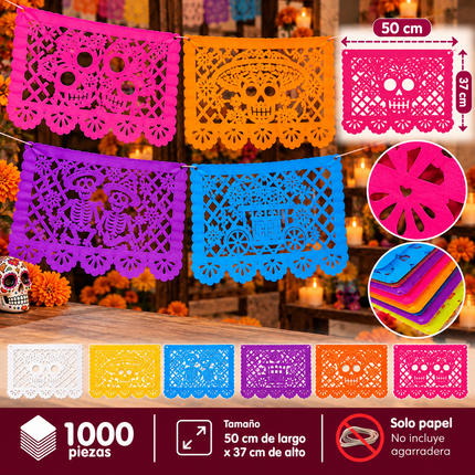 Papel Picado Día de Muertos Multicolor – 1,000 Piezas