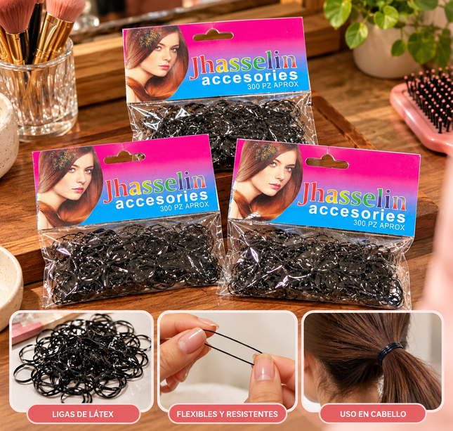 Exclusivo Tienda en linea 💥💎12 Bolsas con Ligaz Latex Negras para Cabello $2.5 c/u