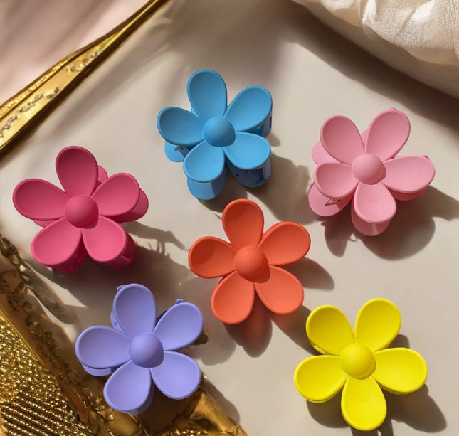 12 Pinzas Flor Matte para Cabello $8.25 c/u