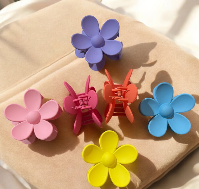 12 Pinzas Flor Matte para Cabello $8.25 c/u