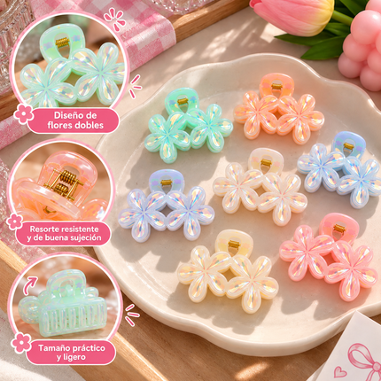 12 Pinzas para Cabello Flores Mágicas $7.5 c/u