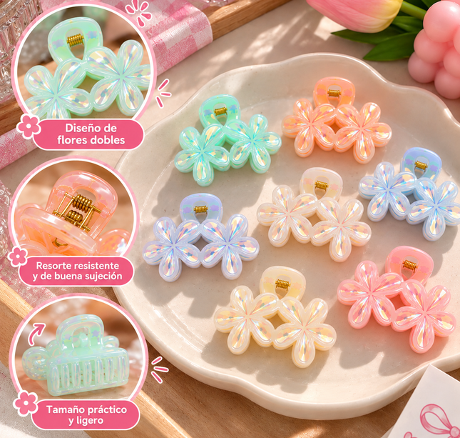 12 Pinzas para Cabello Flores Mágicas $7.5 c/u