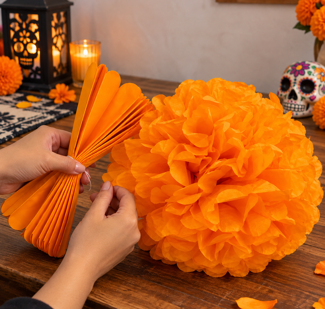 Flor de Papel para Altar y Decoración Mexicana – 22.5 cm Día de Muertos