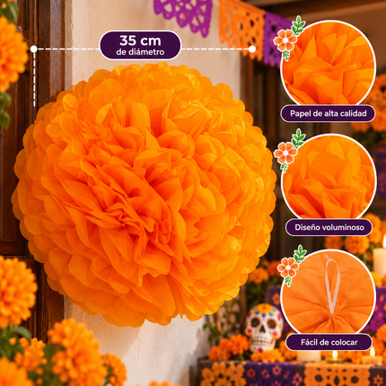 Flor Decorativa Gigante para Día de Muertos 35cm de Diametro