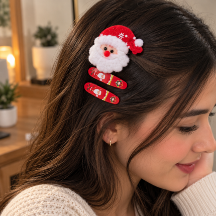 12 Sets de Pasadores Navideños Santa $10 c/u