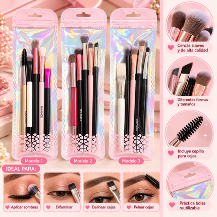 6 Sets de Brochas para Maquillaje con bolsa Resellable $20 c/u