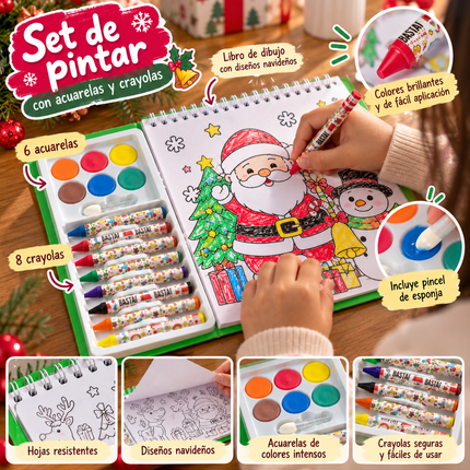 3 Libreta Navidad con Acuarelas y Crayolas $50 c/u