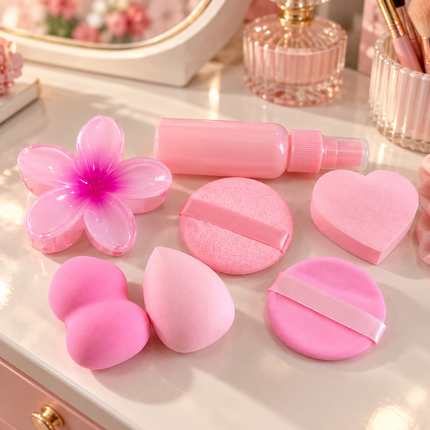 3 Sets para Maquillaje Esponjas, Spray y Pinza $36 c/u