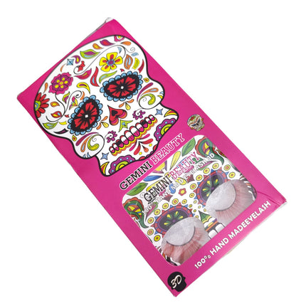 12 PESTAÑAS POSTIZAS CALAVERA A $9.9 C/U