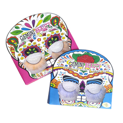 12 PESTAÑAS POSTIZAS CALAVERA A $9.9 C/U