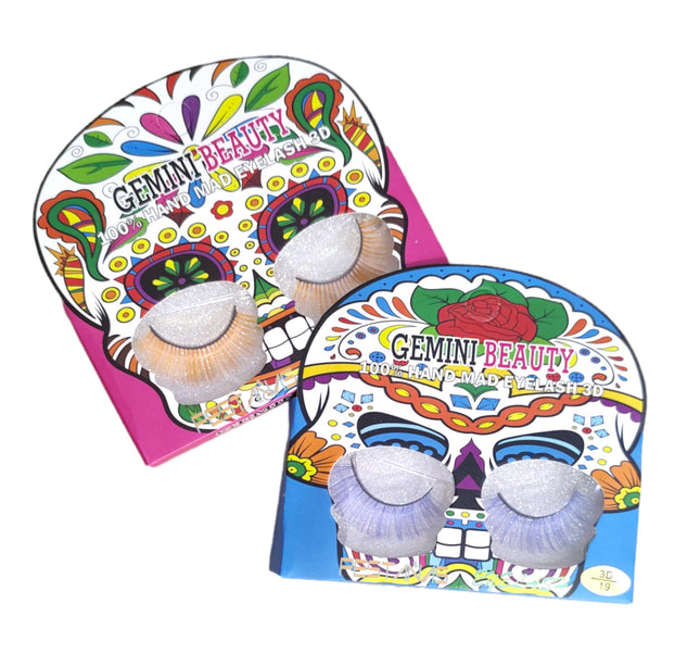 12 PESTAÑAS POSTIZAS CALAVERA A $9.9 C/U