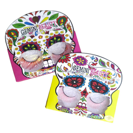 12 PESTAÑAS POSTIZAS CALAVERA A $9.9 C/U