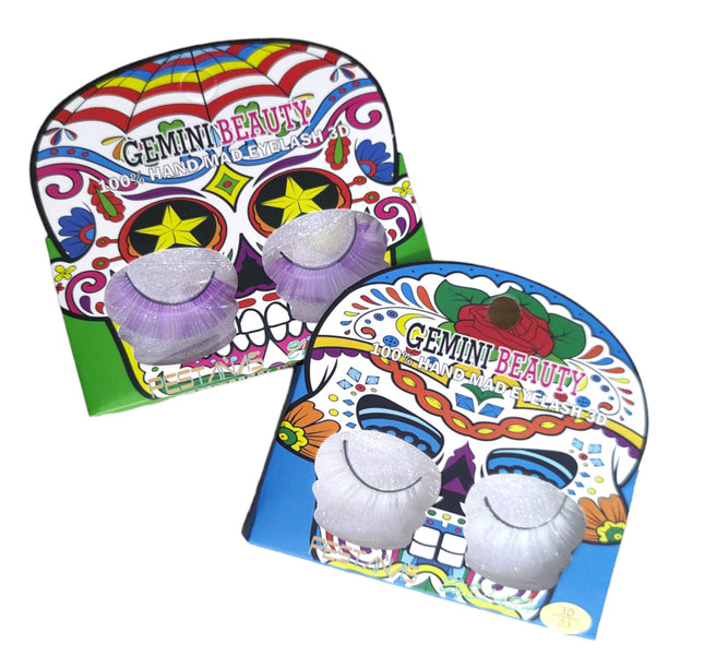12 PESTAÑAS POSTIZAS CALAVERA A $9.9 C/U
