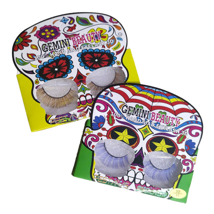 12 PESTAÑAS POSTIZAS CALAVERA A $9.9 C/U