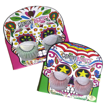 12 PESTAÑAS POSTIZAS CALAVERA A $9.9 C/U