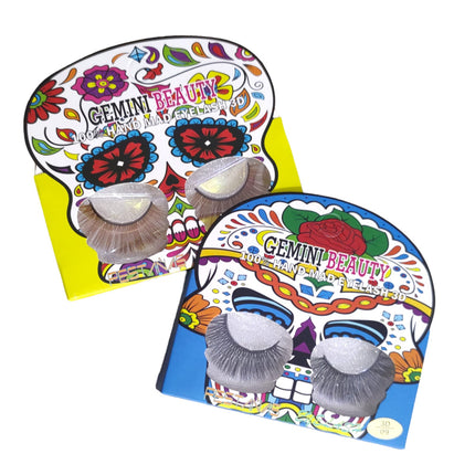12 PESTAÑAS POSTIZAS CALAVERA A $9.9 C/U