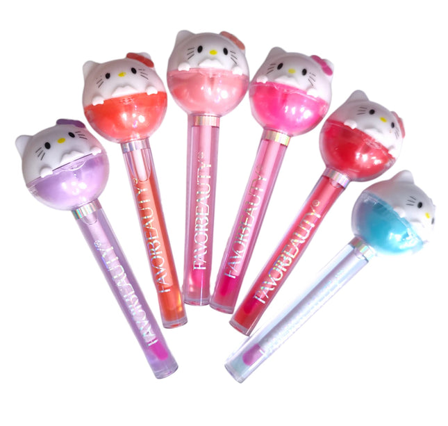 12 Brillos labiales kitty $17.5 c/u