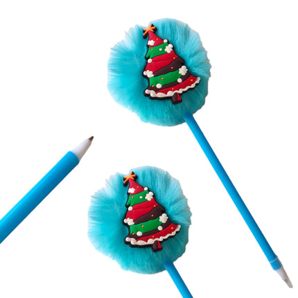 12 PLUMAS POMPÓN ANIMADA NAVIDAD $6.25C/U