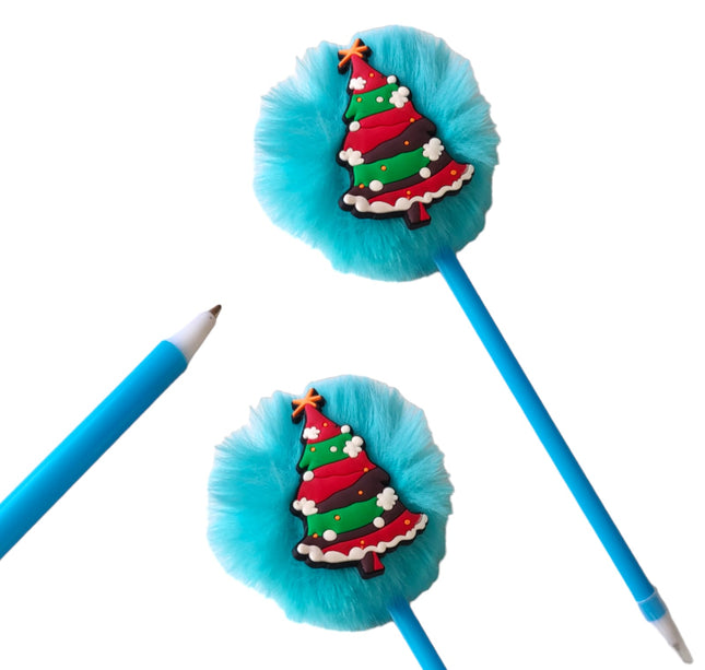 12 PLUMAS POMPÓN ANIMADA NAVIDAD $6.25C/U