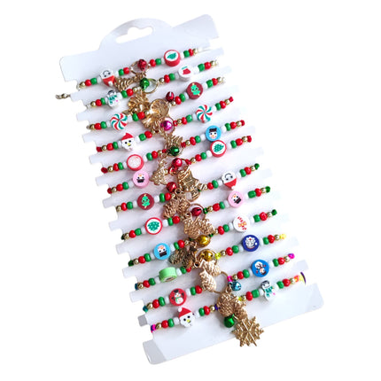 12 Pulseras Navideñas con dije $5.9 c/u