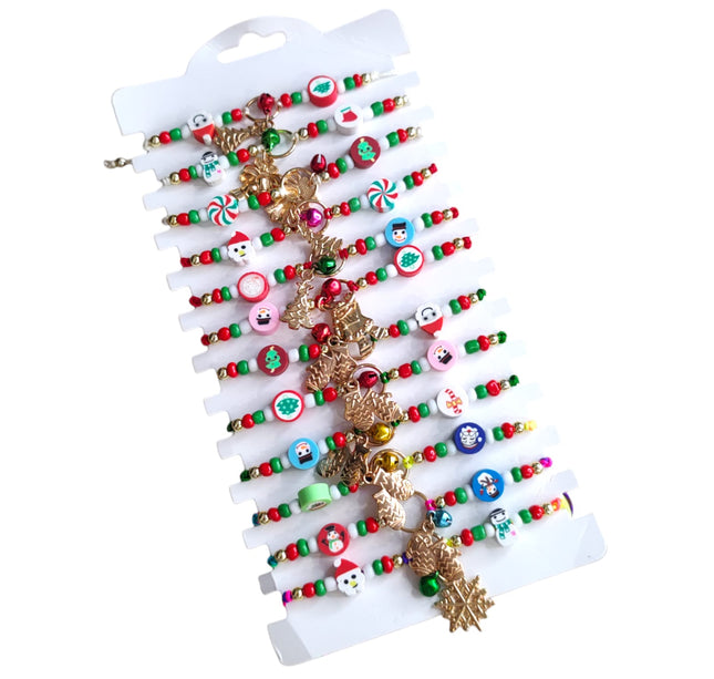 12 Pulseras Navideñas con dije $5.9 c/u