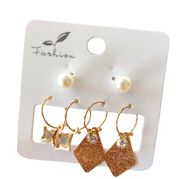 12 Sets 3 Aretes Dorados $5.85 c/u