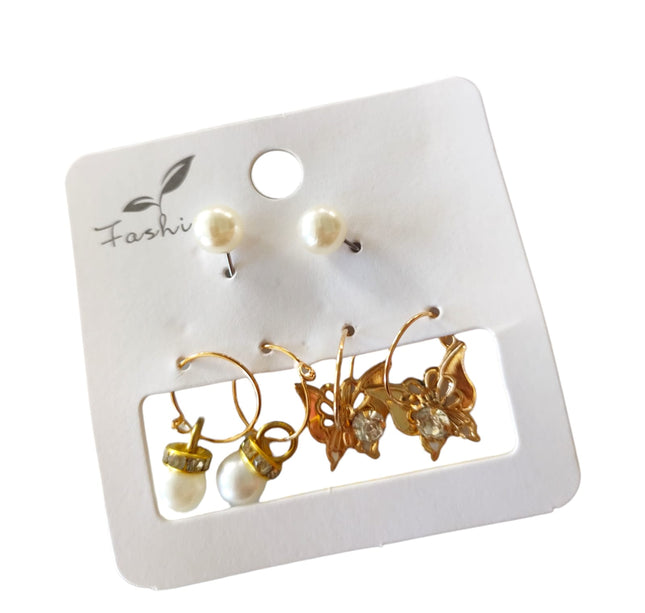 12 Sets 3 Aretes Dorados $5.85 c/u