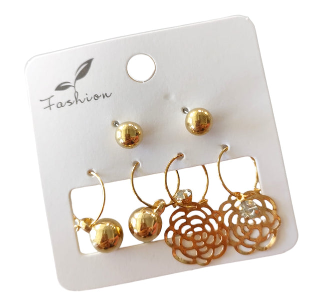 12 Sets 3 Aretes Dorados $5.85 c/u