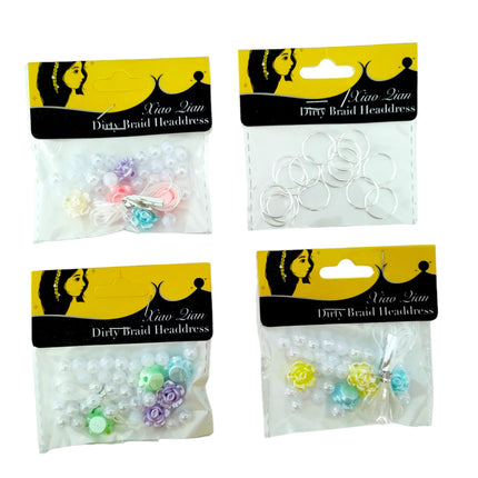 12 Sets bolsitas anillos adornos para cabello $5.44 c/u