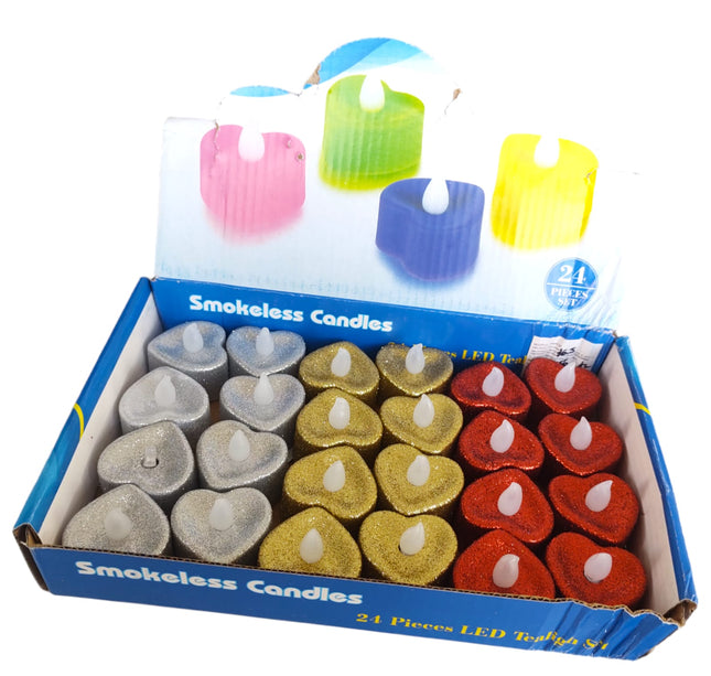 24 Velitas Corazón Brillantina $6.5 c/u