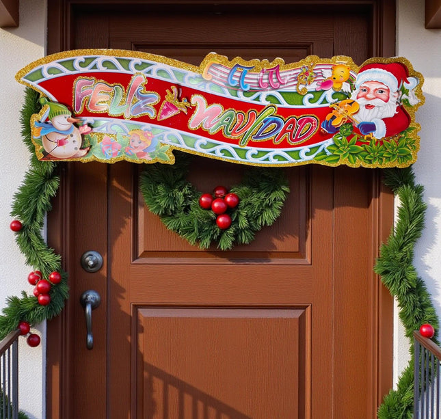 12 Letrero Feliz Navidad 52cm * 15cm $12.6 c/u