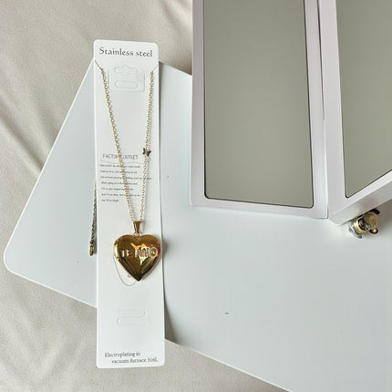 12 Collares Relicarios de Corazón Acero Inoxidable $29.05 c/u