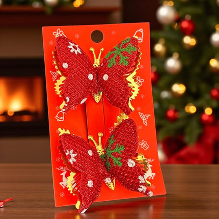 12 Pasadores de mariposa Navideñas $19 c/u