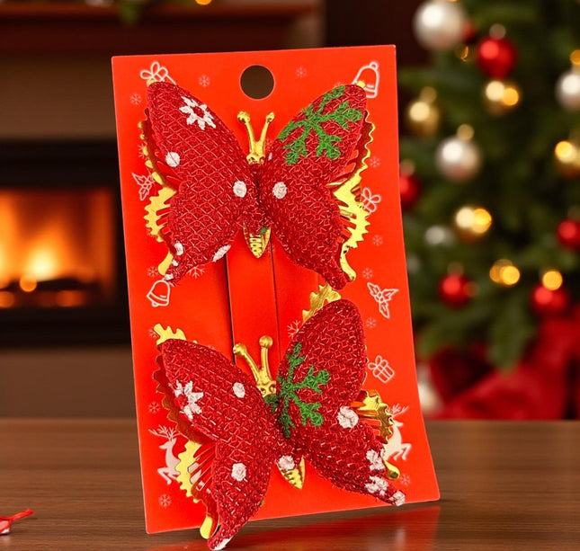 12 Pasadores de mariposa Navideñas $19 c/u